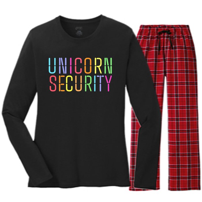 Funny Unicorn Security Halloween Mom Daughter Women's Long Sleeve Flannel Pajama Set 