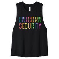 Funny Unicorn Security Halloween Mom Daughter Women's Racerback Cropped Tank