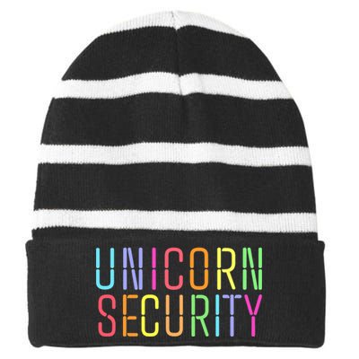 Funny Unicorn Security Halloween Mom Daughter Striped Beanie with Solid Band