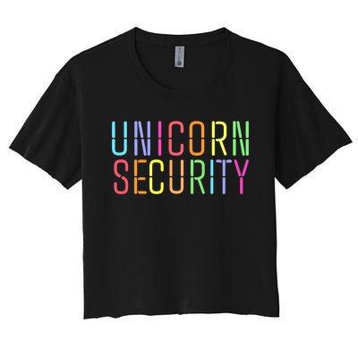 Funny Unicorn Security Halloween Mom Daughter Women's Crop Top Tee