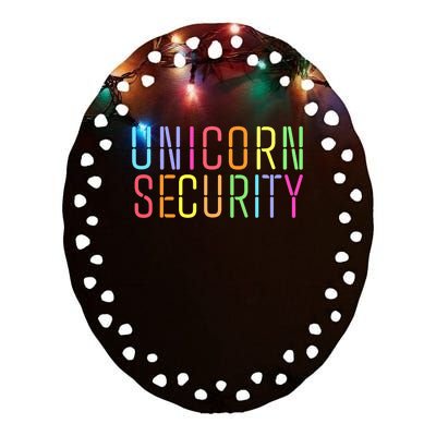 Funny Unicorn Security Halloween Mom Daughter Ceramic Oval Ornament