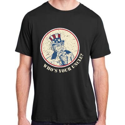 Funny Uncle Sam Who's Your Uncle 4th of July Adult ChromaSoft Performance T-Shirt