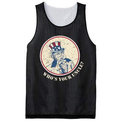 Funny Uncle Sam Who's Your Uncle 4th of July Mesh Reversible Basketball Jersey Tank