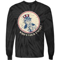 Funny Uncle Sam Who's Your Uncle 4th of July Tie-Dye Long Sleeve Shirt