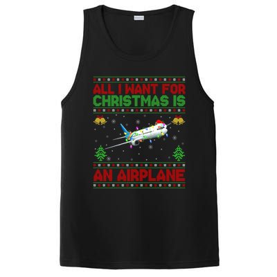 Funny Ugly Sweater All I Want For Christmas Is A Airplane Gift PosiCharge Competitor Tank