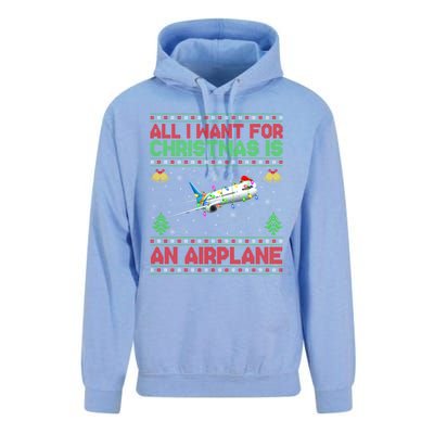 Funny Ugly Sweater All I Want For Christmas Is A Airplane Gift Unisex Surf Hoodie