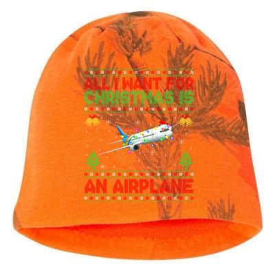 Funny Ugly Sweater All I Want For Christmas Is A Airplane Gift Kati - Camo Knit Beanie