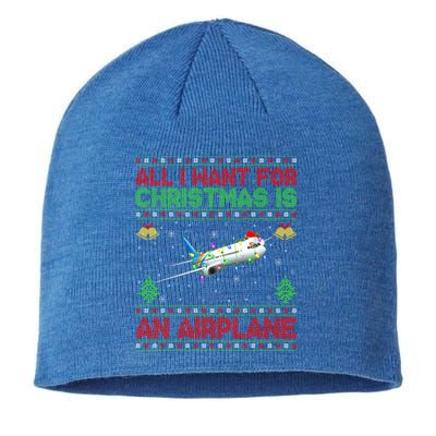 Funny Ugly Sweater All I Want For Christmas Is A Airplane Gift Sustainable Beanie