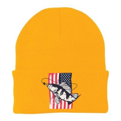 Fishing United States Flag Fisher Vintage Knit Cap Winter Beanie