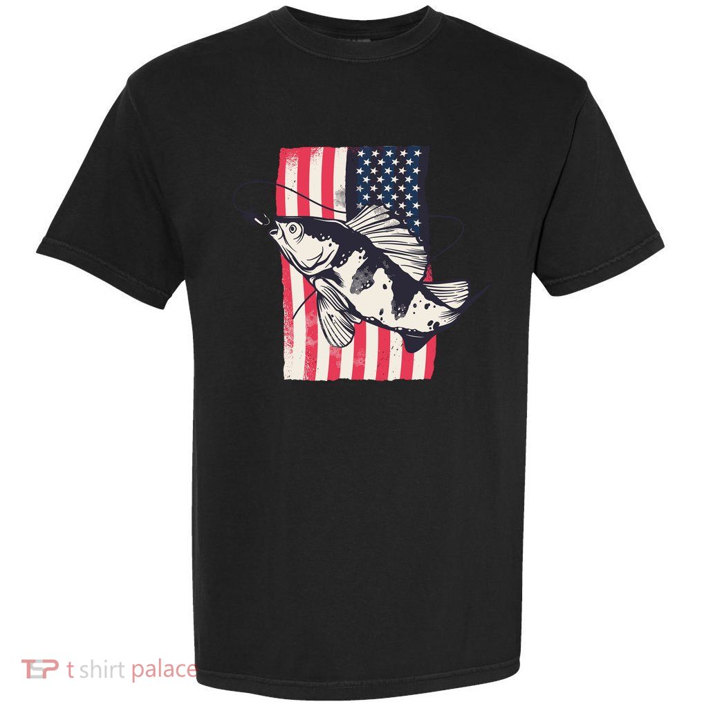 Fishing United States Flag Fisher Vintage Garment-Dyed Heavyweight T-Shirt