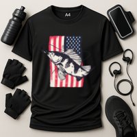 Fishing United States Flag Fisher Vintage Performance Shirt