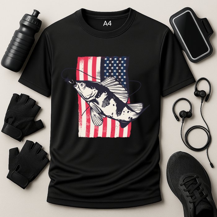 Fishing United States Flag Fisher Vintage Performance Shirt