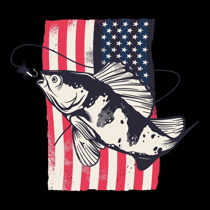 Fishing United States Flag Fisher Vintage Performance Shirt