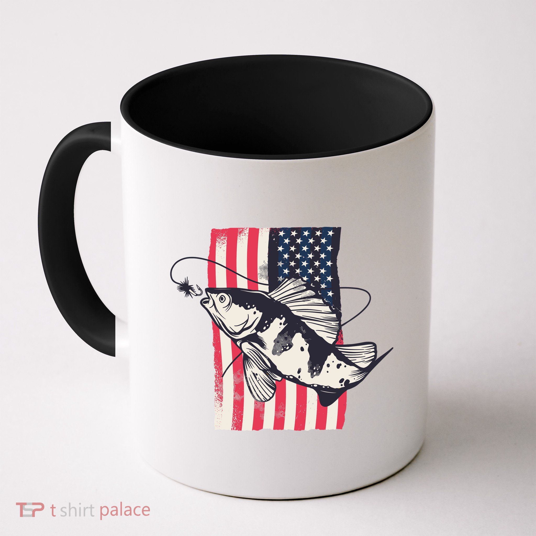 Fishing United States Flag Fisher Vintage Mug