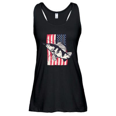 Fishing United States Flag Fisher Vintage Ladies Essential Flowy Tank