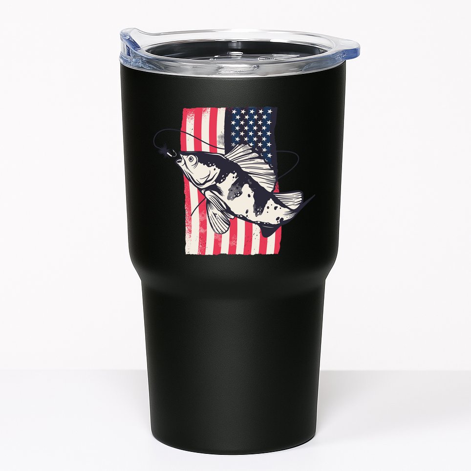 Fishing United States Flag Fisher Vintage Tumbler