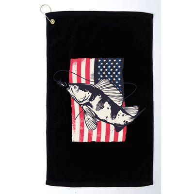 Fishing United States Flag Fisher Vintage Golf Towel