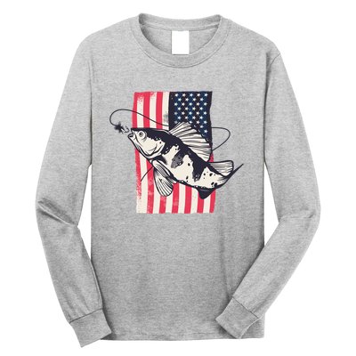 Fishing United States Flag Fisher Vintage Long Sleeve Shirt