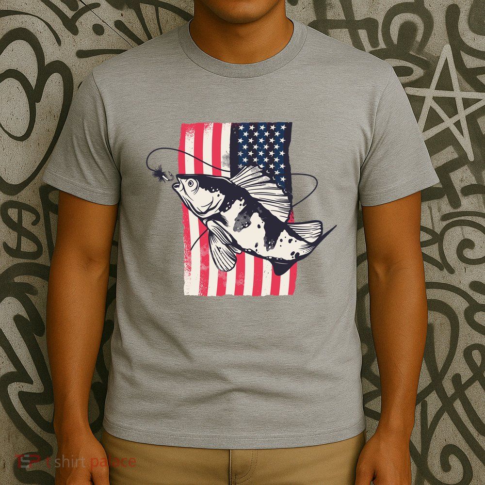 Fishing United States Flag Fisher Vintage T-Shirt