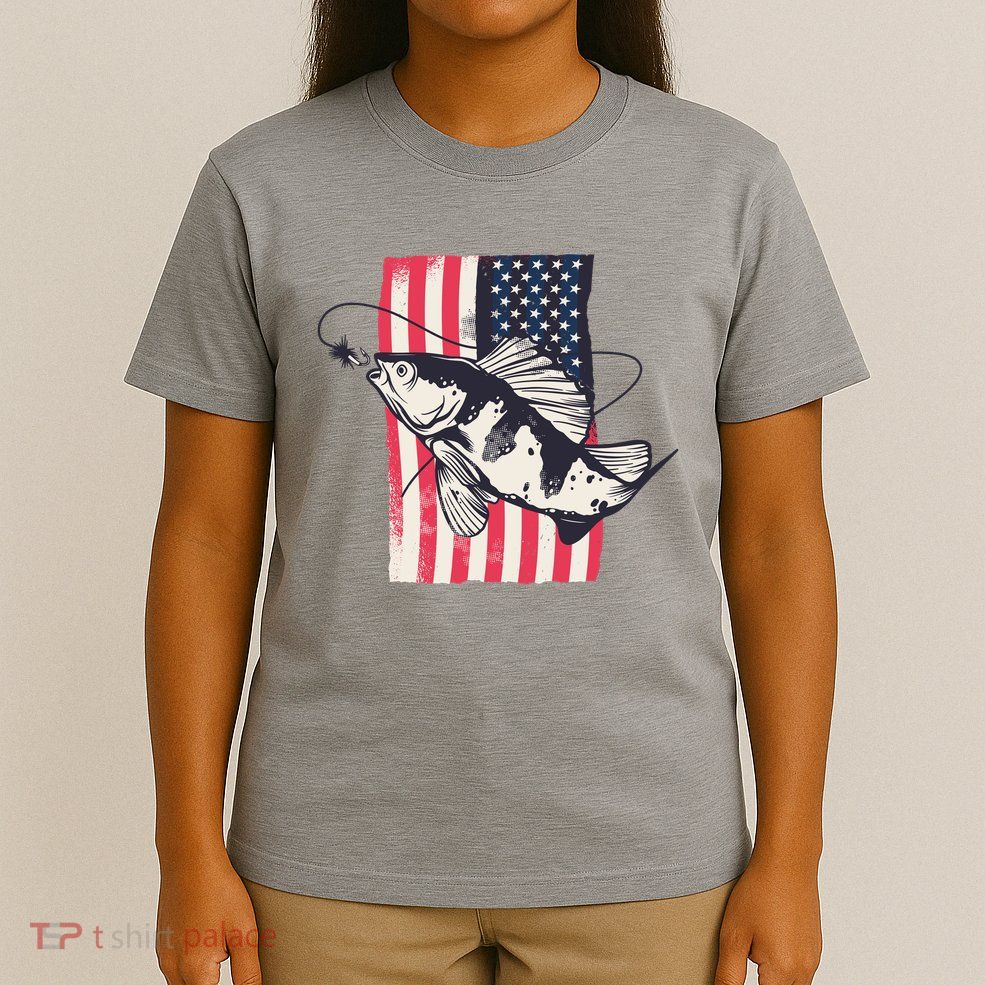 Fishing United States Flag Fisher Vintage T-Shirt