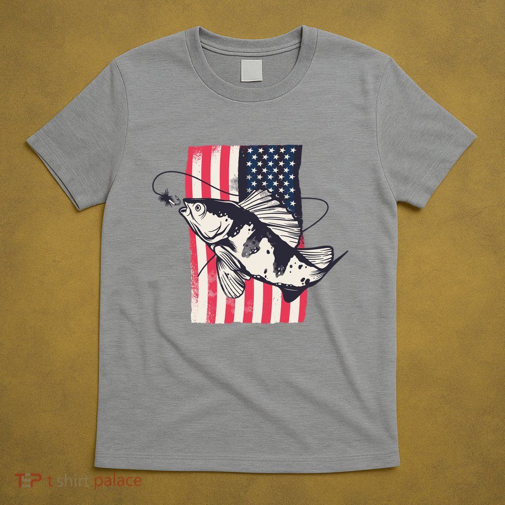 Fishing United States Flag Fisher Vintage T-Shirt