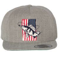 Fishing United States Flag Fisher Vintage Wool Snapback Cap