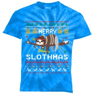 Funny Ugly Sweater Merry Slothmas Sloth Xmas Lover Gift Kids Tie-Dye T-Shirt