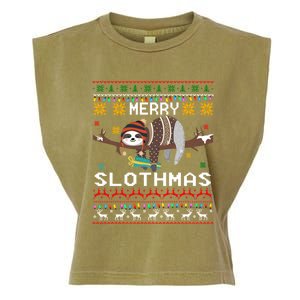 Funny Ugly Sweater Merry Slothmas Sloth Xmas Lover Gift Garment-Dyed Women's Muscle Tee