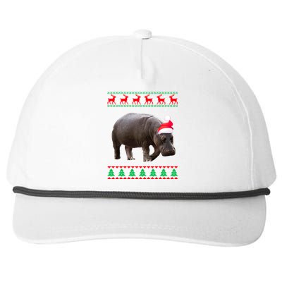 Funny Ugly Sweater Xmas Animals Christmas Hippo Lover Gift Snapback Five-Panel Rope Hat