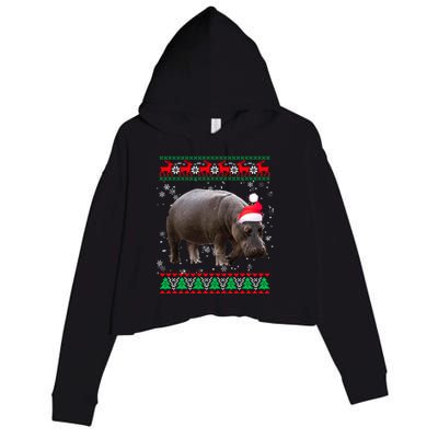 Funny Ugly Sweater Xmas Animals Christmas Hippo Lover Gift Crop Fleece Hoodie