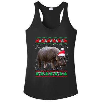 Funny Ugly Sweater Xmas Animals Christmas Hippo Lover Gift Ladies PosiCharge Competitor Racerback Tank