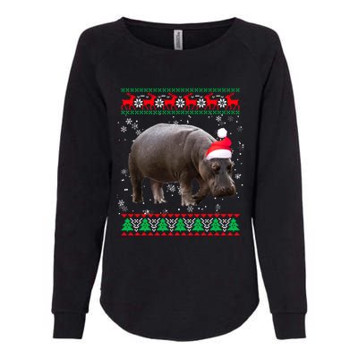 Funny Ugly Sweater Xmas Animals Christmas Hippo Lover Gift Womens California Wash Sweatshirt