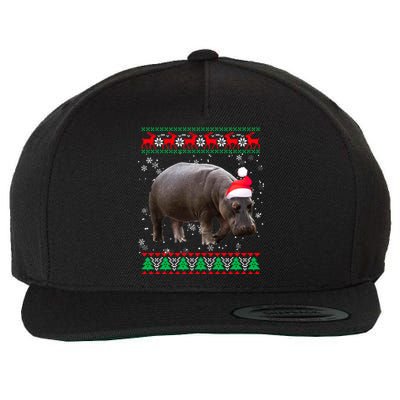 Funny Ugly Sweater Xmas Animals Christmas Hippo Lover Gift Wool Snapback Cap