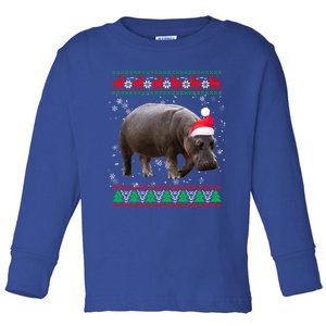 Funny Ugly Sweater Xmas Animals Christmas Hippo Lover Gift Toddler Long Sleeve Shirt