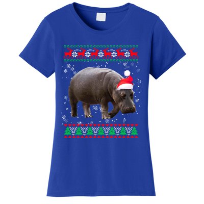 Funny Ugly Sweater Xmas Animals Christmas Hippo Lover Gift Women's T-Shirt