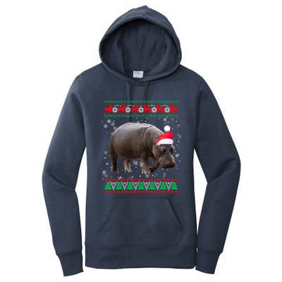 Funny Ugly Sweater Xmas Animals Christmas Hippo Lover Gift Women's Pullover Hoodie