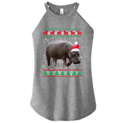 Funny Ugly Sweater Xmas Animals Christmas Hippo Lover Gift Women's Perfect Tri Rocker Tank