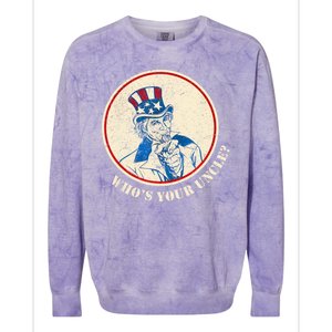 Funny Uncle Sam Whos Your Uncle Colorblast Crewneck Sweatshirt