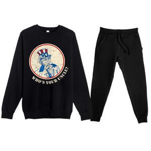 Funny Uncle Sam Whos Your Uncle Premium Crewneck Sweatsuit Set