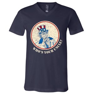 Funny Uncle Sam Whos Your Uncle V-Neck T-Shirt