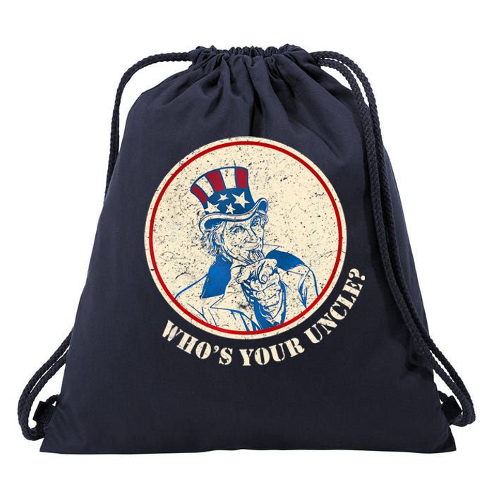 Funny Uncle Sam Whos Your Uncle Drawstring Bag