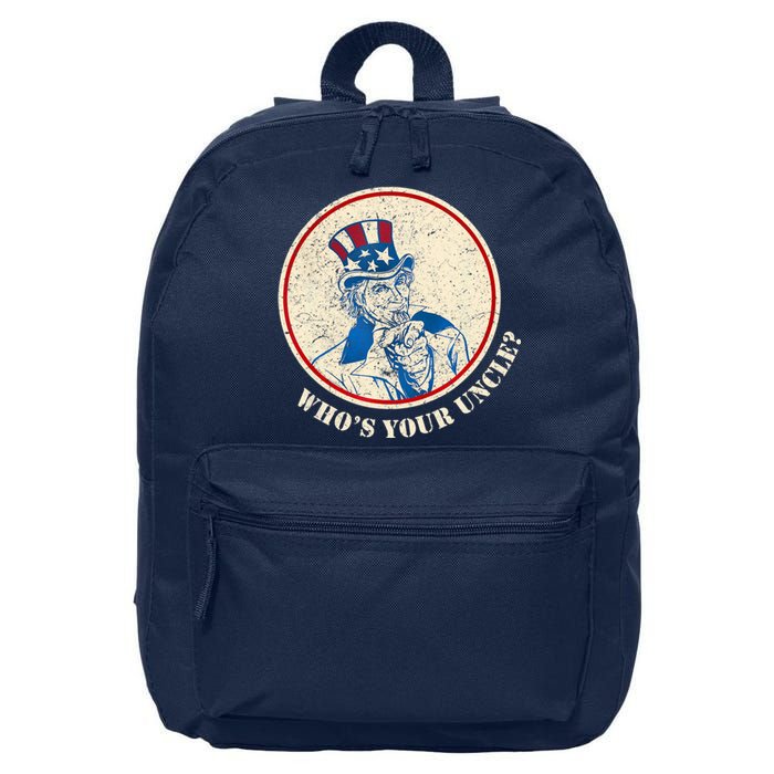 Funny Uncle Sam Whos Your Uncle 16 in Basic Backpack