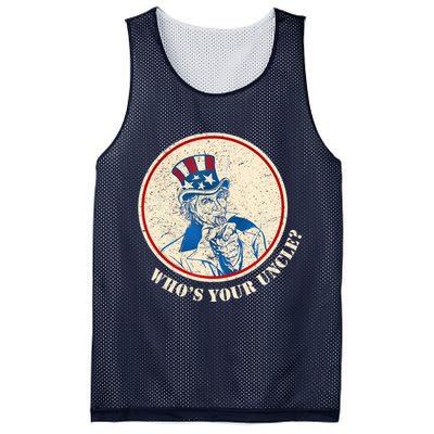 Funny Uncle Sam Whos Your Uncle Mesh Reversible Basketball Jersey Tank