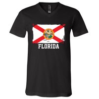 Florida United States Vintage Distressed Flag V-Neck T-Shirt