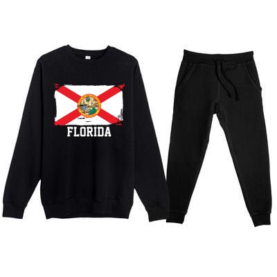 Florida United States Vintage Distressed Flag Premium Crewneck Sweatsuit Set