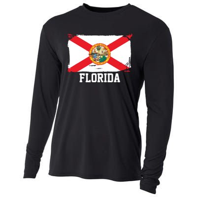 Florida United States Vintage Distressed Flag Cooling Performance Long Sleeve Crew