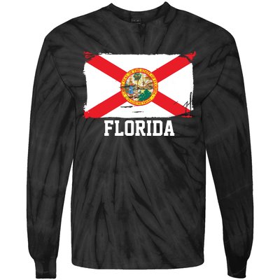 Florida United States Vintage Distressed Flag Tie-Dye Long Sleeve Shirt