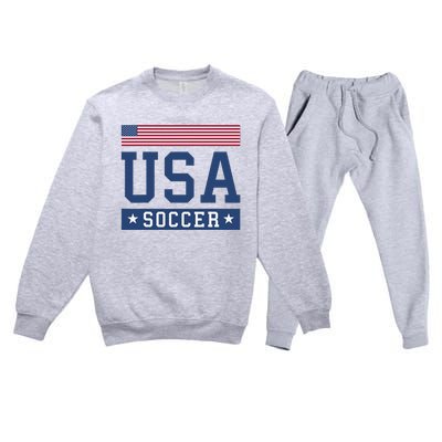 Funny USA Soccer  American Flag Soccer Fan  Premium Crewneck Sweatsuit Set