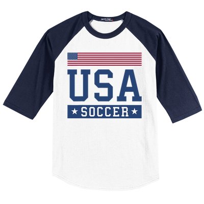 Funny USA Soccer  American Flag Soccer Fan  Baseball Sleeve Shirt