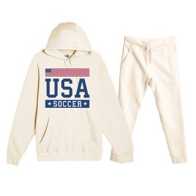 Funny USA Soccer  American Flag Soccer Fan  Premium Hooded Sweatsuit Set